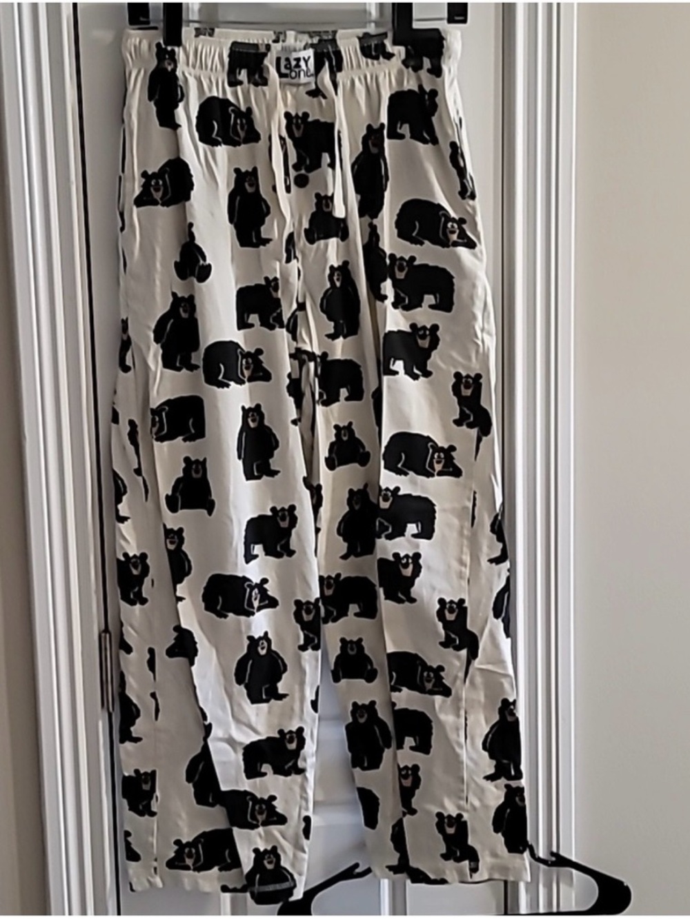 Lazy One Black and Cream PJ Pants with Bear Print